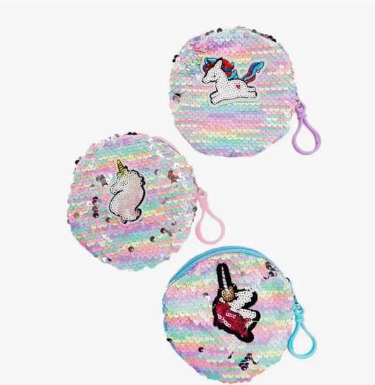 Unicorn Embellished Zippered Coin Bag