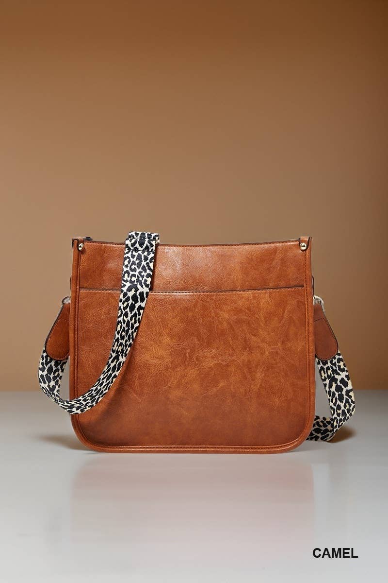 Vegan Leather Leopard Strap Crossbody Shoulder Bag