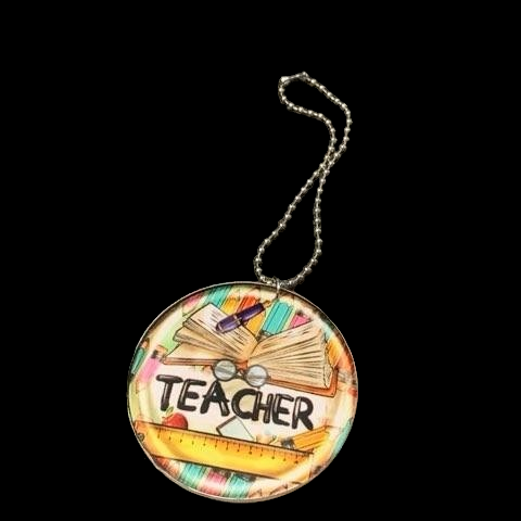 Pen & Yellow Ruler Teacher Pencils Background Car Charm