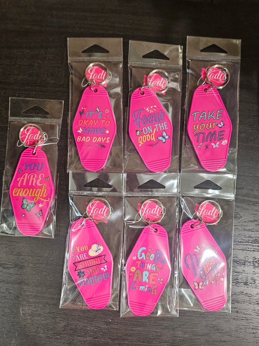 Hot Pink UTV Motel Keychain-Asst. Designs