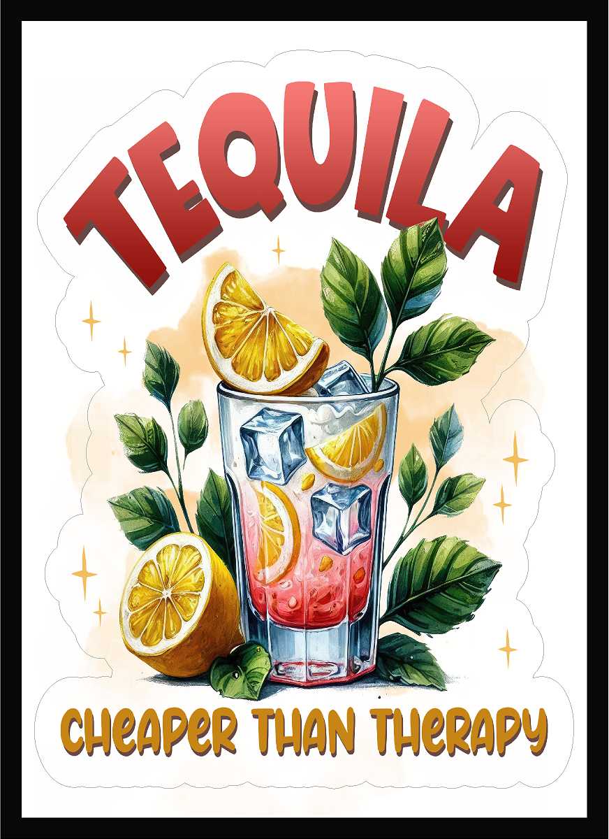 Tequila Cheaper Than Therapy Vinyl Decal