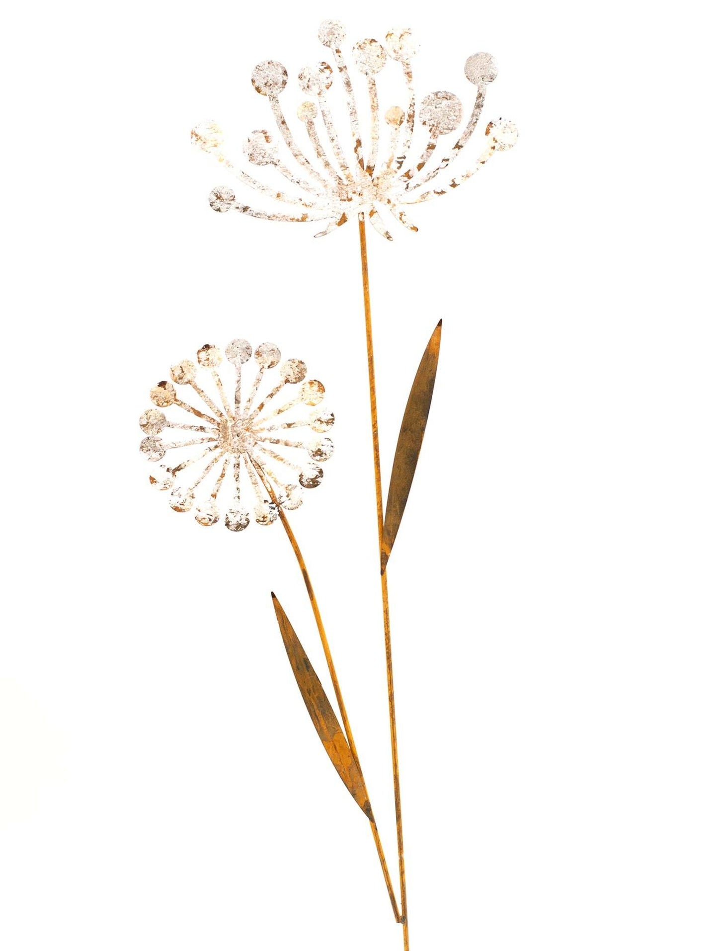 Metal Two Headed Flower Large Garden Stake