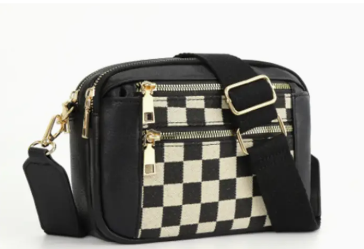 Color Blocked Multifunctional Zipper Crossbody Bag