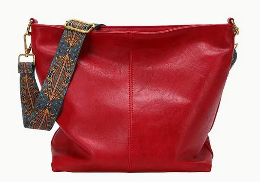 Red Hobo Bag with Guitar Strap