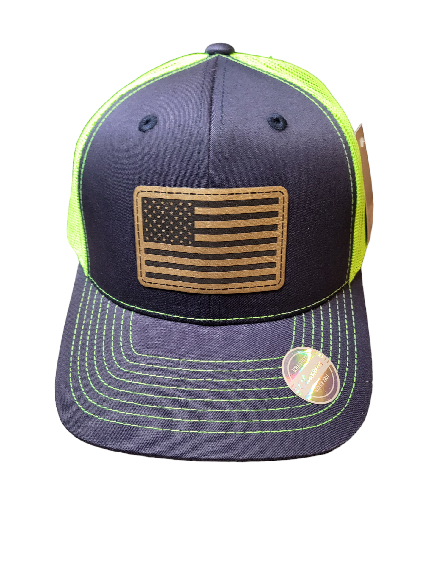 Leather American Flag Patch Ball Cap With Mesh Back