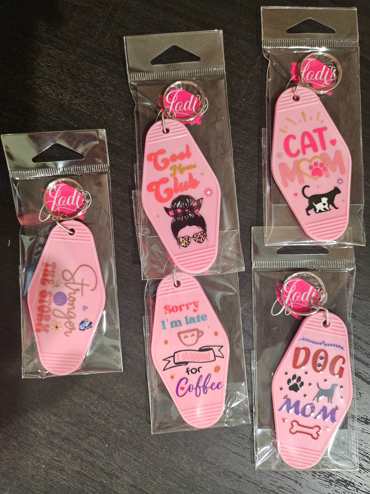 UV DTF Asst. Hot Pink Motel Key Chain