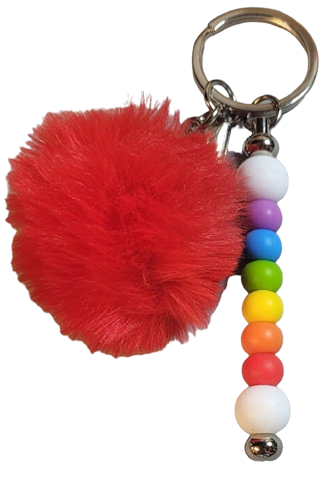 Beaded Keychain with Pom Pom-Choose Color