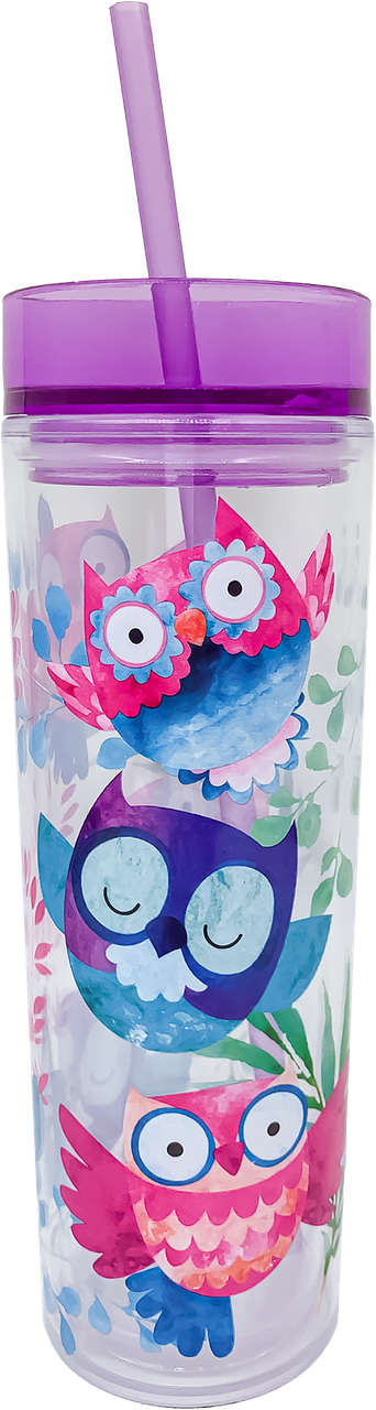 Owls Tall Cup W/Straw