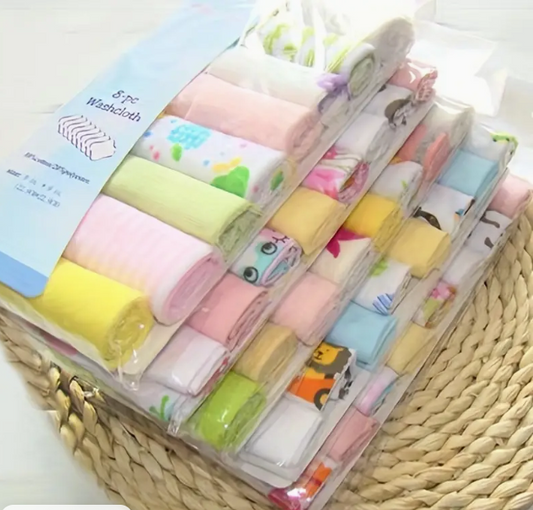 Set of 8 baby Wash Clothes-Assorted designs
