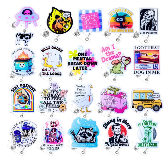 Funny Bright and Assorted Shape Badge Reels