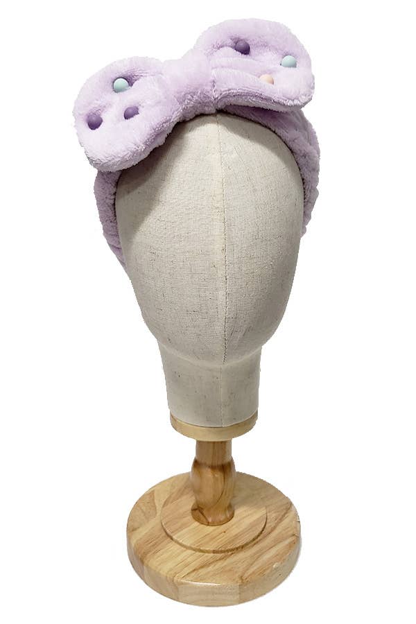 Color Beaded Plush Spa Headwrap
