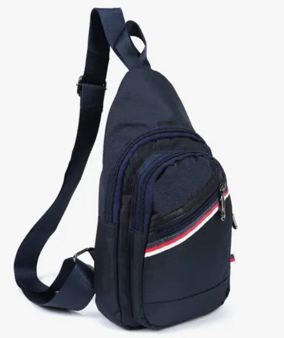 Navy w/Stripe Sling Backpack w/Adj. Strap