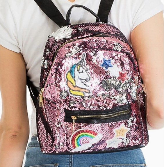 Rainbow Shimmer Sequin Unicorn Back Pack