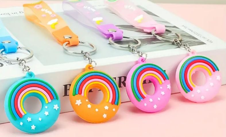 Vibrant Donut-Shaped Silicone Keychains
