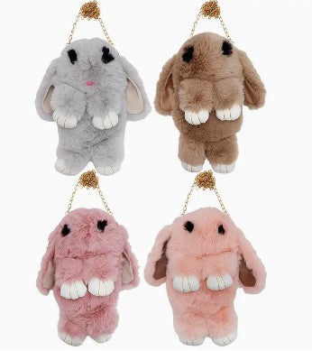 Bunny Fluffy Fuzzy Faux Fur Crossbody Purse Bag
