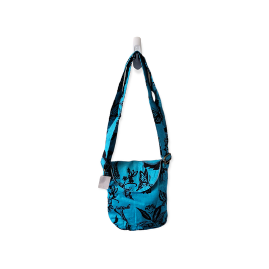 Dragonflies, Butterflies, & Flowers Fabric Messenger Bag