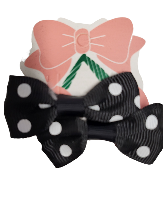 2 PC. Black & White Mini Hair Bows