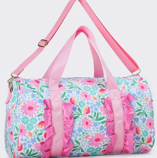 Floral Print Ruffle Duffel Bag
