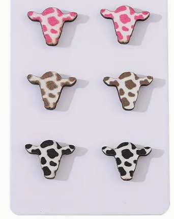 3 PC Bull Head Cow Colored Set