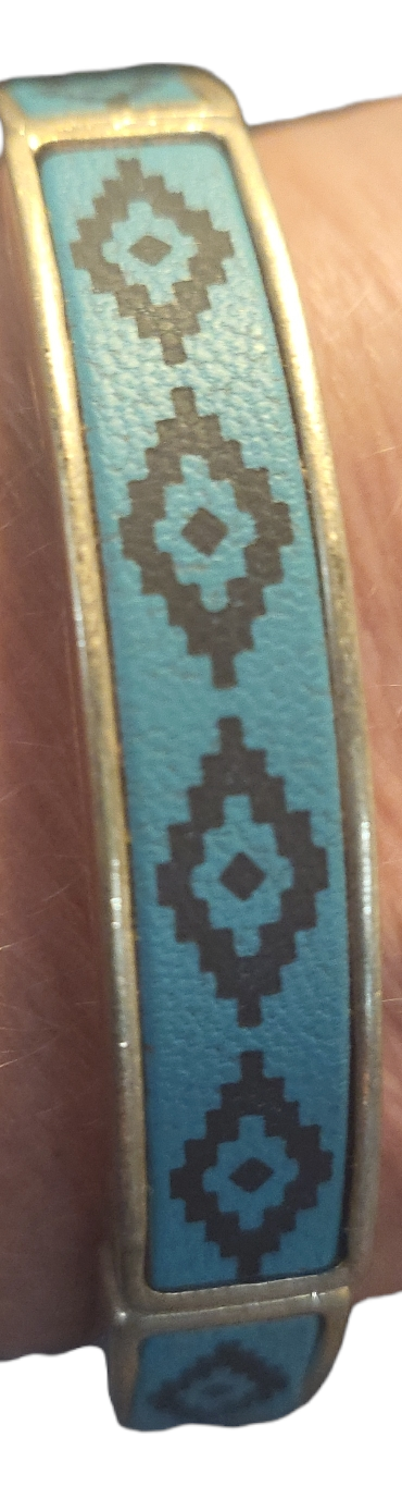 Turquoise and Brown Tribal Print Bracelet