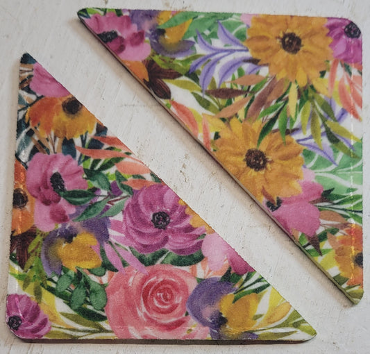 Set Of Two Floral Bouquet Print Corner Bookmark