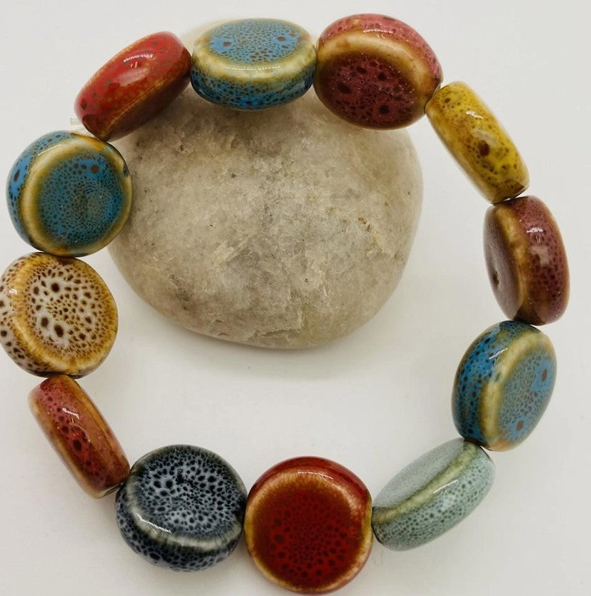 Painted Pottery Colored Glazed Ceramic Bracelet