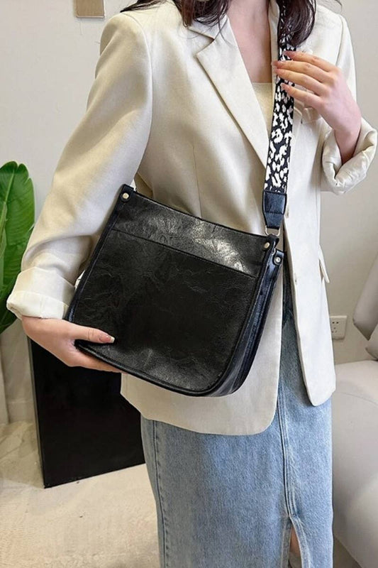 Vegan Leather Leopard Strap Crossbody Shoulder Bag