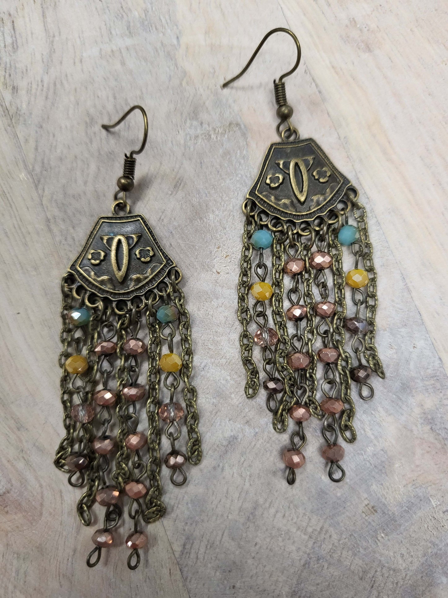 Antique Gold w/ Beaded Chandelier ER