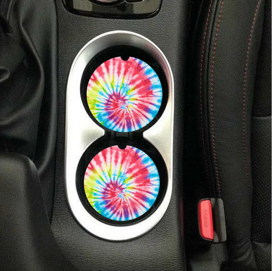 Red & Blue Tie Dye Car Coasters