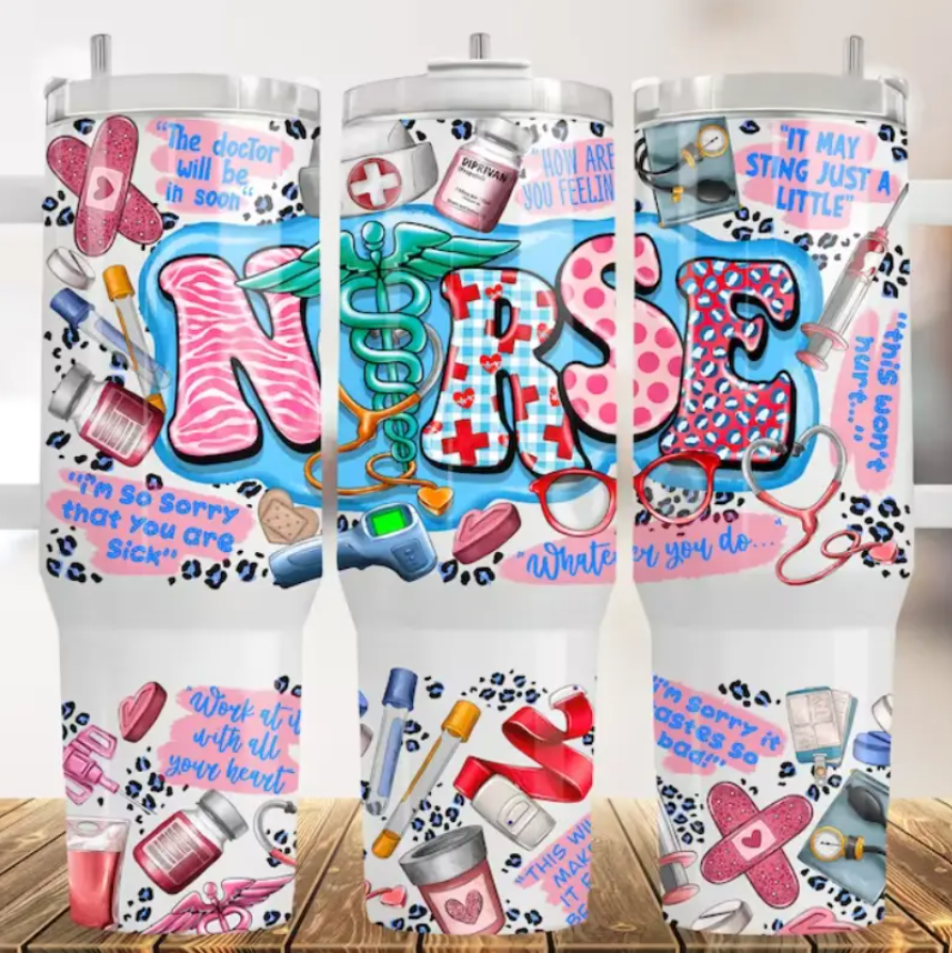 40oz Nurse Collage Tumbler w/Handle