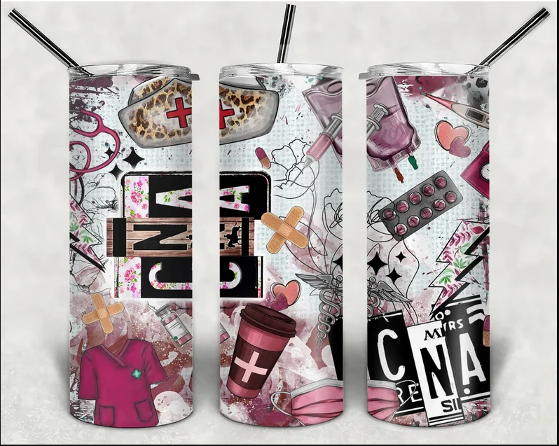20 oz  Pink CNA Theme Skinny Tumbler