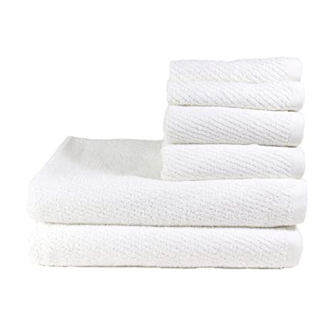 6 PC Fast Dry Zero White Towel Set