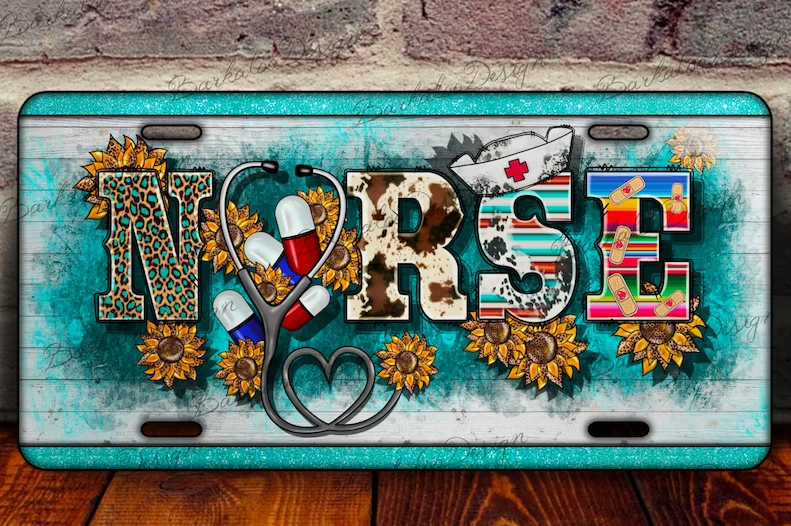 Turquoise Nurse Car Tag