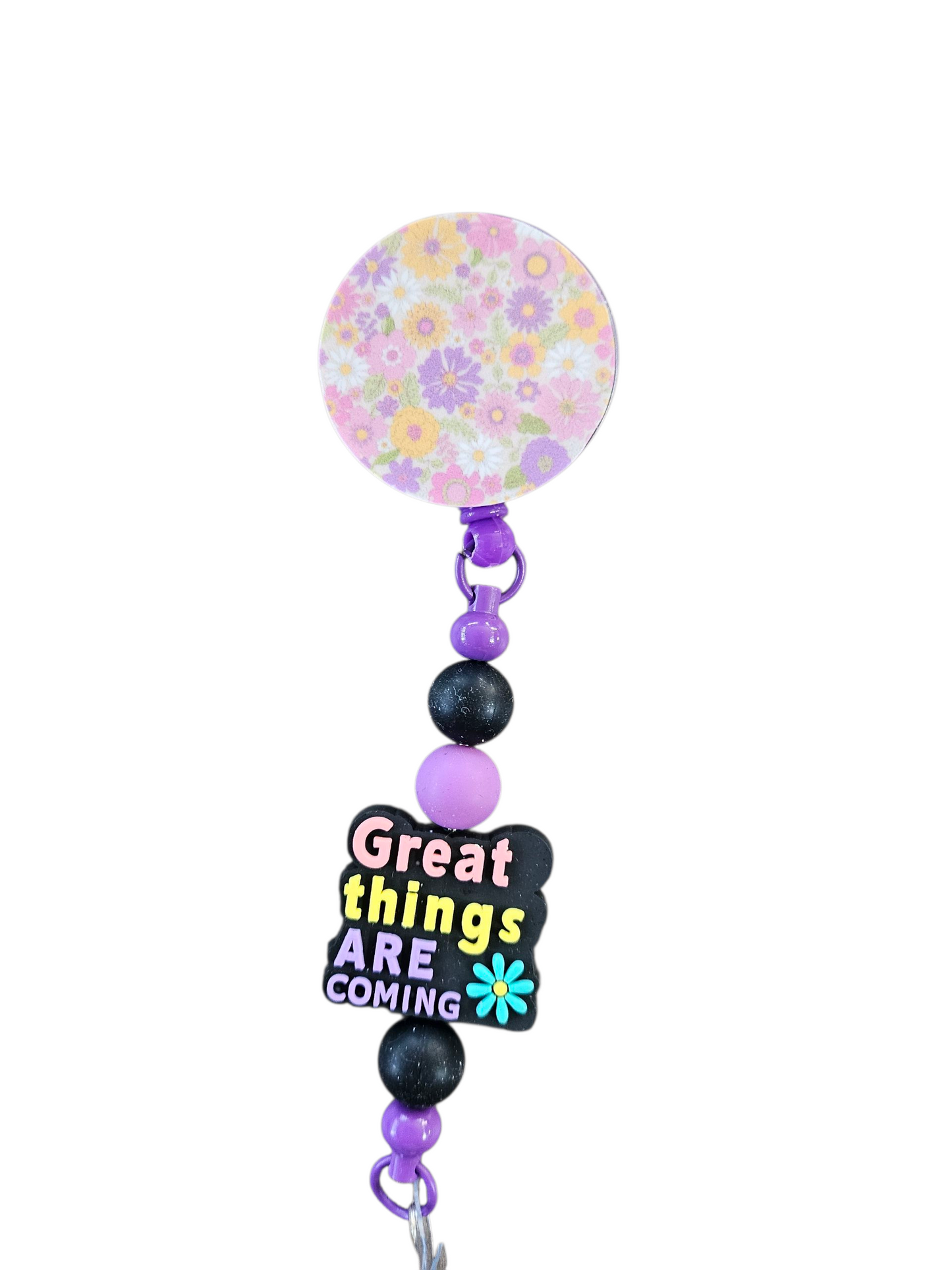 Pattern Badge Reel with Beads #2
