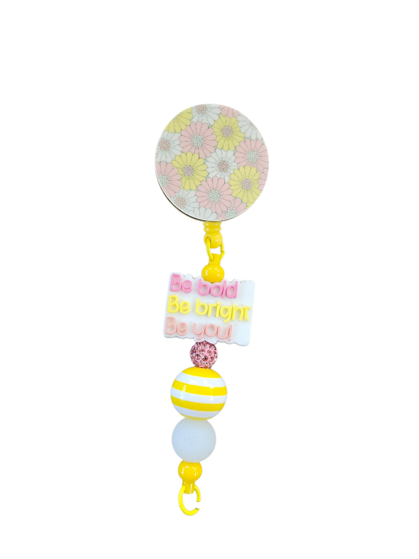 Beaded Badge Reel with Quote