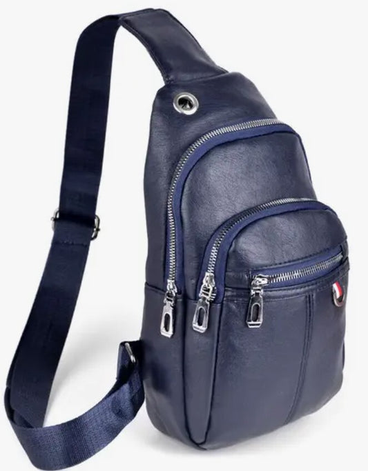 PU Leather Navy Crossbody Sling