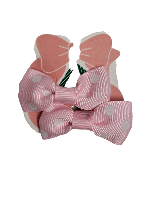2 PC Mini Light Pink & White Hair Bows