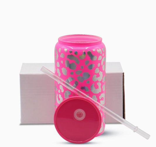 16 oz. Cheetah Print  Glass Cup