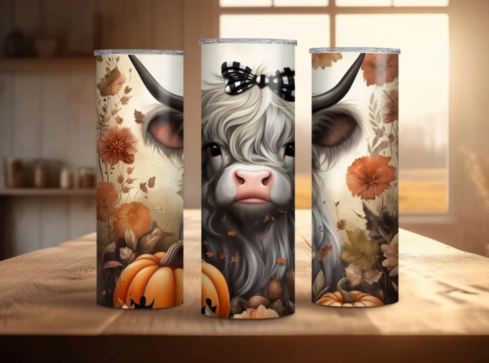 20 oz Spooky Highland Heifer Skinny Tumbler