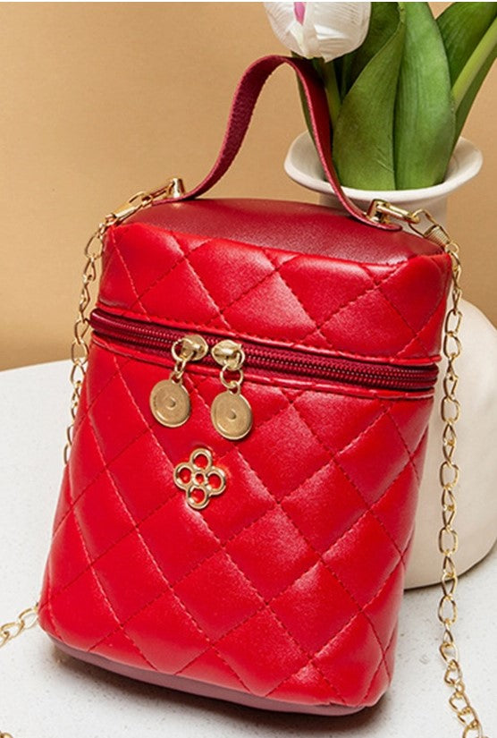 Mini Bucket Bag with Gold Chain Strap