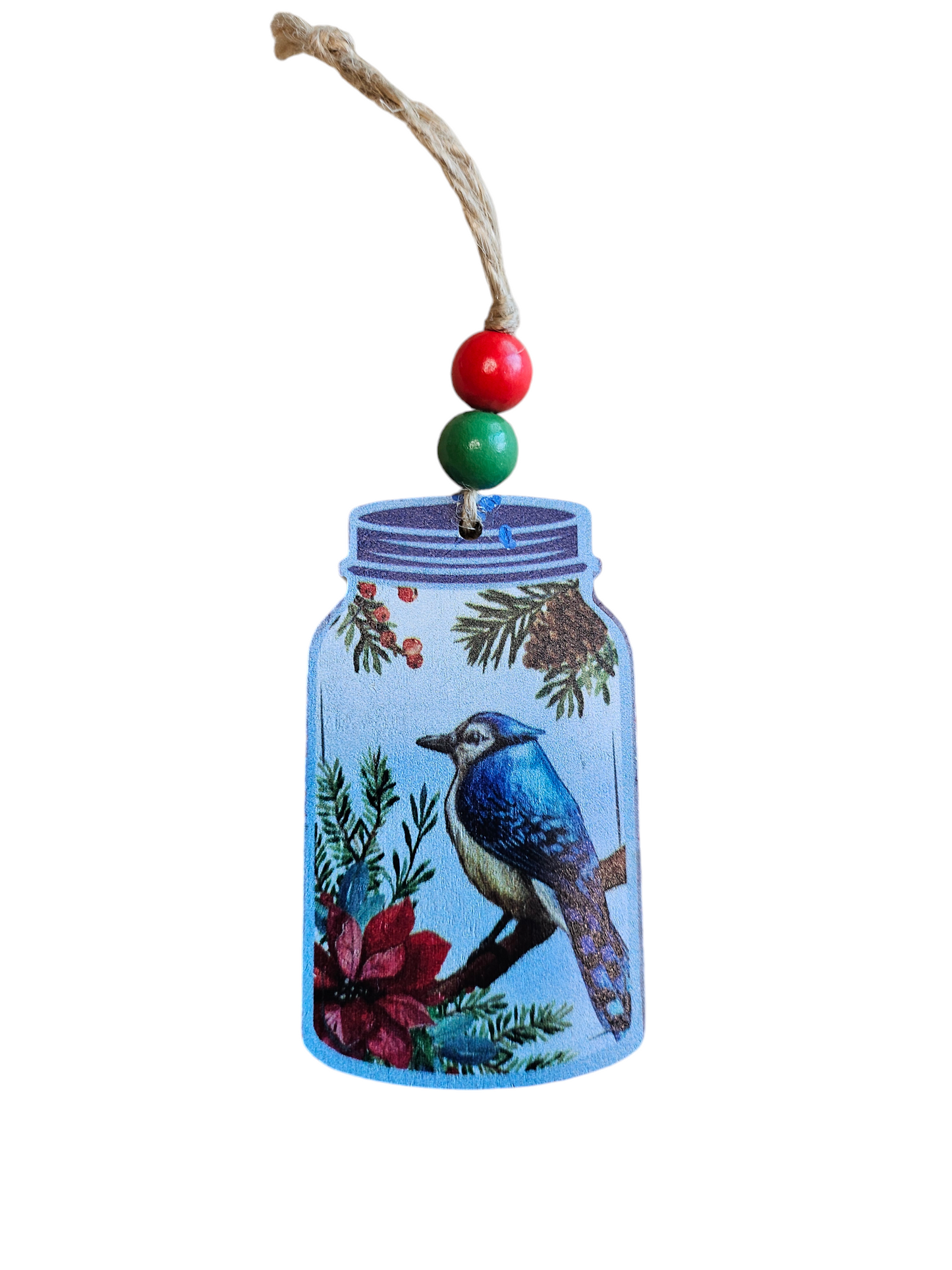 Blue Jay Mason Jar Ornament