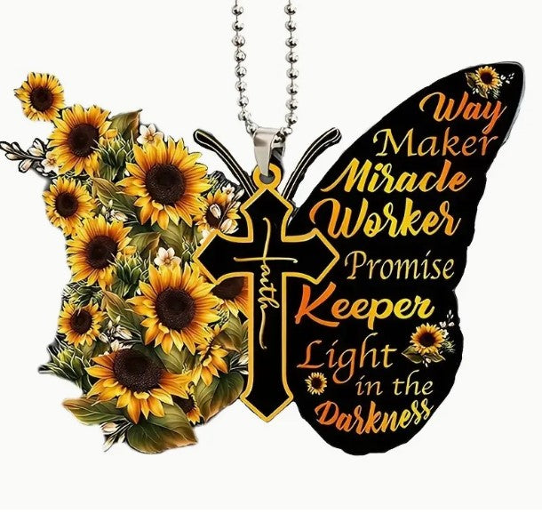Butterfly Sunflower Acrylic Car Charm