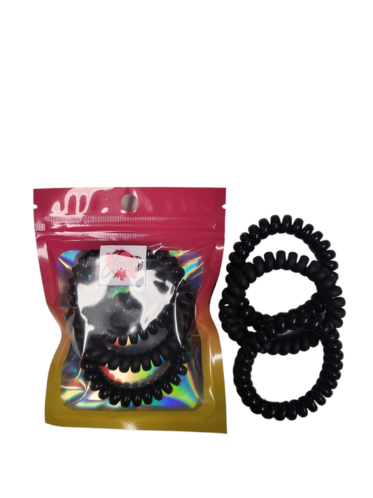 Set of 3 Shiny & Matte Black Hair Cords