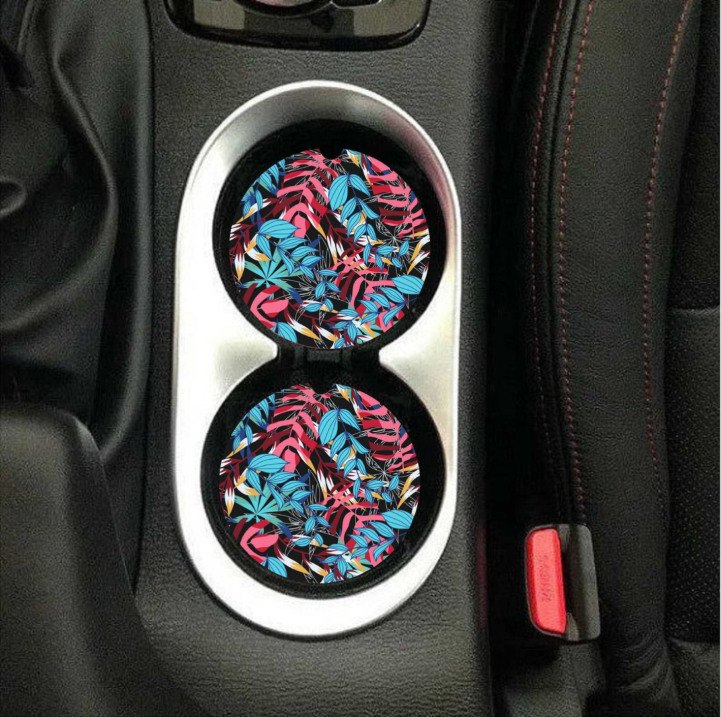 Blue & Pink Jungle Car Coasters