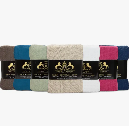 Hotel Cotton Throw Blanket - Assorted Solid Colors & Weaves