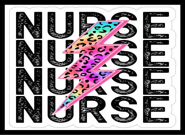 Nurse Bright Leopard Lightning Bolt Vinyl Decal