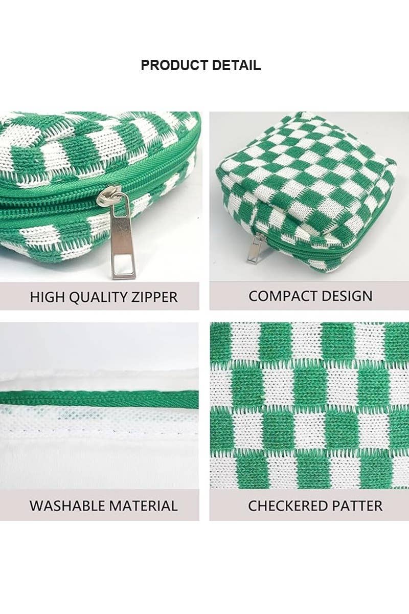 Mini Checkered Makeup Cosmetic Travel Case