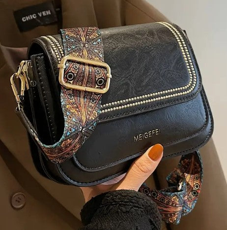 Small Black Structured Crossbody Bag