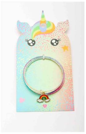 Child's Multi Color Bangles with Rainbow Charm