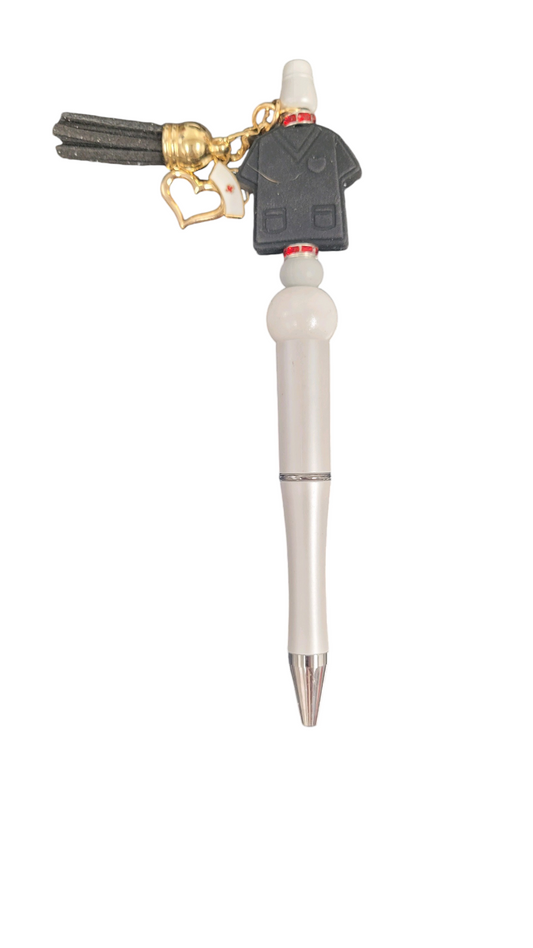 Black Scrub and Flossie Tassel Beaded Pen